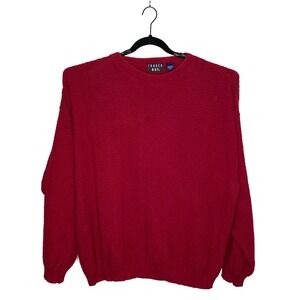 Trader Bay Men's Pullover Hand Framed Knit Sweater Red Size 2XL Made In USA EUC
